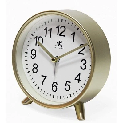 6" Tabletop Alarm Clock Matte Gold - Infinity Instruments 4 6" Tabletop Alarm Clock Matte Gold - Infinity Instruments - Image 2
