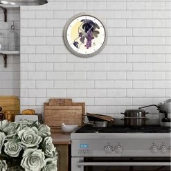 14.5" Artist Series Jackie Olenick Fruit of the Vine Decorative Clock Silver - The Chicago Lighthouse