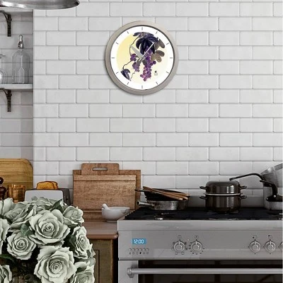 14.5" Artist Series Jackie Olenick Fruit of the Vine Decorative Clock Silver - The Chicago Lighthouse 3 14.5" Artist Series Jackie Olenick Fruit of the Vine Decorative Clock Silver - The Chicago Lighthouse