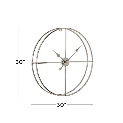 30" x 30" Modern Round Metal Floating Wall Clock Silver - Venus Williams Collection 4 30" x 30" Modern Round Metal Floating Wall Clock Silver - Venus Williams Collection - Image 2