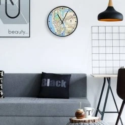 12.75" New York City Map Decorative Clock Black - The Chicago Lighthouse