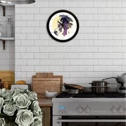 14.5" Artist Series Jackie Olenick Fruit of the Vine Decorative Clock Black - The Chicago Lighthouse