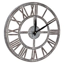 E2 Concepts 15" Galvanized Metal Wall Clock Whitewashed Gray - American Art Decor