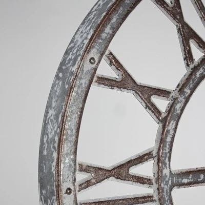 E2 Concepts 15" Galvanized Metal Wall Clock Whitewashed Gray - American Art Decor 6 E2 Concepts 15" Galvanized Metal Wall Clock Whitewashed Gray - American Art Decor - Image 4