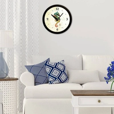 14.5" Artist Series Rich Green Seahorse Decorative Clock Black - The Chicago Lighthouse 3 14.5" Artist Series Rich Green Seahorse Decorative Clock Black - The Chicago Lighthouse