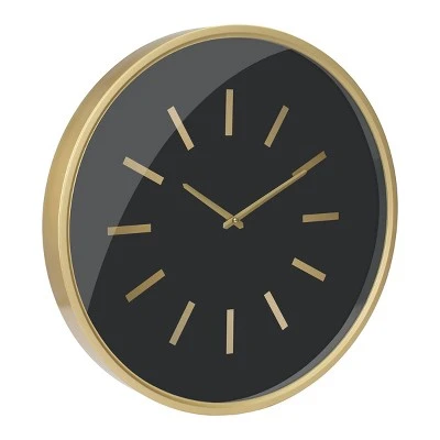 20" Solid Face Wall Clock Black/Gold - Stonebriar Collection 3 20" Solid Face Wall Clock Black/Gold - Stonebriar Collection