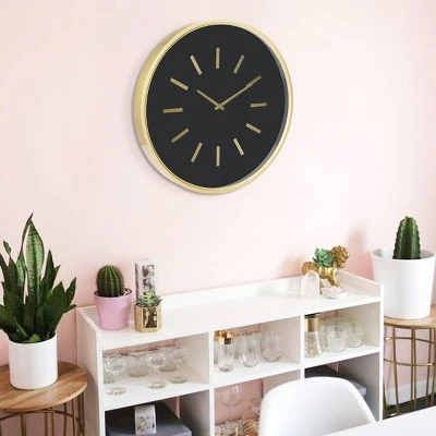 20" Solid Face Wall Clock Black/Gold - Stonebriar Collection 6 20" Solid Face Wall Clock Black/Gold - Stonebriar Collection - Image 4