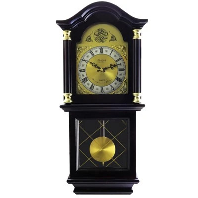 Bedford Clocks Bedford Clock Collection 26 Inch Chiming Pendulum Wall Clock in Antique Mahogany Cherry Oak Finish 6 Bedford Clocks Bedford Clock Collection 26 Inch Chiming Pendulum Wall Clock in Antique Mahogany Cherry Oak Finish - Image 4