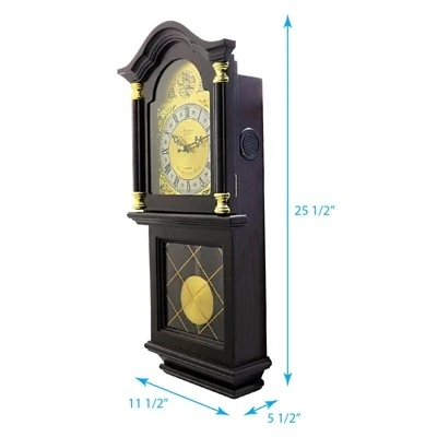 Bedford Clocks Bedford Clock Collection 26 Inch Chiming Pendulum Wall Clock in Antique Mahogany Cherry Oak Finish 7 Bedford Clocks Bedford Clock Collection 26 Inch Chiming Pendulum Wall Clock in Antique Mahogany Cherry Oak Finish - Image 5