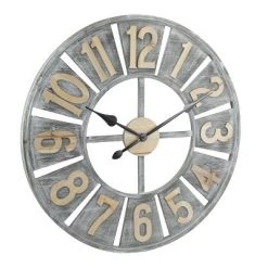 30.5" Rustic Clock with Layered Numbers Gray - Stonebriar Collection
