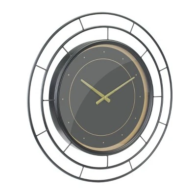 27.5" Wall Clock with Concentric Wires Black/Gold - Stonebriar Collection 3 27.5" Wall Clock with Concentric Wires Black/Gold - Stonebriar Collection
