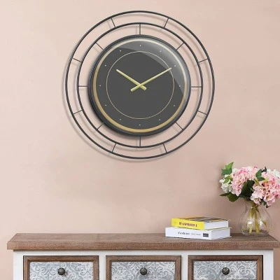 27.5" Wall Clock with Concentric Wires Black/Gold - Stonebriar Collection 6 27.5" Wall Clock with Concentric Wires Black/Gold - Stonebriar Collection - Image 4