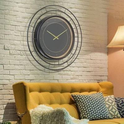 27.5" Wall Clock with Concentric Wires Black/Gold - Stonebriar Collection 7 27.5" Wall Clock with Concentric Wires Black/Gold - Stonebriar Collection - Image 5