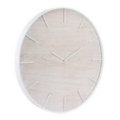 24" Minimalist Open Face Wall Clock White/Brown - Stonebriar Collection