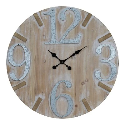 VIP Home & Garden 27.5"x1.5"x27.5" Wood/Metal Wall Clock 28" Brown/Silver 3 VIP Home & Garden 27.5"x1.5"x27.5" Wood/Metal Wall Clock 28" Brown/Silver