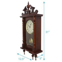 Bedford Clocks Bedford Clock Collection Classic 31 Inch Chiming Pendulum Wall Clock in Cherry Oak Finish