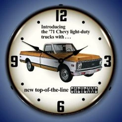 Collectable Sign & Clock | 1971 Chevrolet Truck LED Wall Clock Retro/Vintage, Lighted