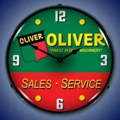 Collectable Sign & Clock | Oliver Tractor Sales & Service LED Wall Clock Retro/Vintage, Lighted