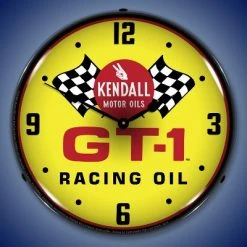 Collectable Sign & Clock | Kendall GT-1 Racing Oil LED Wall Clock Retro/Vintage, Lighted
