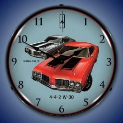 Collectable Sign & Clock | 1970 442 W-30 and W-31 LED Wall Clock Retro/Vintage, Lighted