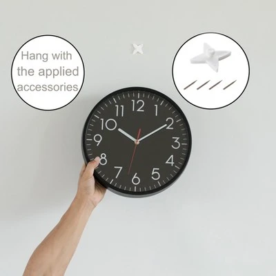 Quickway Imports Classic Plastic Home Decor Wall Clock For Living Room, Kitchen, or Dining Room, Black Face with White Numbers 6 Quickway Imports Classic Plastic Home Decor Wall Clock For Living Room, Kitchen, or Dining Room, Black Face with White Numbers - Image 4