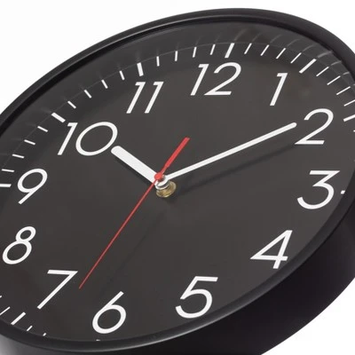 Quickway Imports Classic Plastic Home Decor Wall Clock For Living Room, Kitchen, or Dining Room, Black Face with White Numbers 7 Quickway Imports Classic Plastic Home Decor Wall Clock For Living Room, Kitchen, or Dining Room, Black Face with White Numbers - Image 5