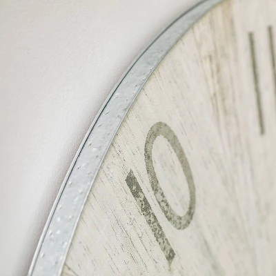 Metal/Wood Spencer Transitional Wall Clock Washed Oak White - StyleCraft 3 Metal/Wood Spencer Transitional Wall Clock Washed Oak White - StyleCraft
