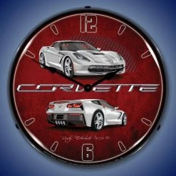 Collectable Sign & Clock | C7 Corvette Blade Silver LED Wall Clock Retro/Vintage, Lighted