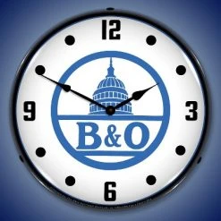 Collectable Sign & Clock | B&O Railroad 2 LED Wall Clock Retro/Vintage, Lighted