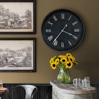 Park Hill Collection Aged Metal Bank Clock 3 Park Hill Collection Aged Metal Bank Clock