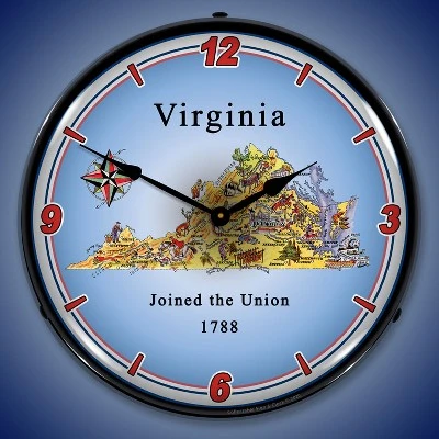 Collectable Sign & Clock | State of Virginia LED Wall Clock Retro/Vintage, Lighted 3 Collectable Sign & Clock | State of Virginia LED Wall Clock Retro/Vintage, Lighted