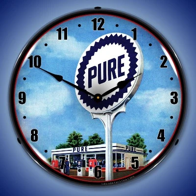 Collectable Sign & Clock | Pure Gas Station LED Wall Clock Retro/Vintage, Lighted 3 Collectable Sign & Clock | Pure Gas Station LED Wall Clock Retro/Vintage, Lighted