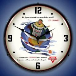 Collectable Sign & Clock | Conoco Super Motor Oil LED Wall Clock Retro/Vintage, Lighted