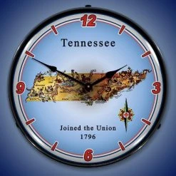 Collectable Sign & Clock | State of Tennessee LED Wall Clock Retro/Vintage, Lighted