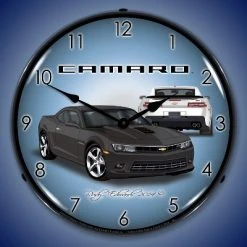 Collectable Sign & Clock | 2014 SS Camaro Ashen Grey LED Wall Clock Retro/Vintage, Lighted
