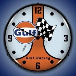 Collectable Sign & Clock | Gulf Racing GT40 LED Wall Clock Retro/Vintage, Lighted