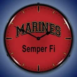 Collectable Sign & Clock | Marines Semper Fi LED Wall Clock Retro/Vintage, Lighted