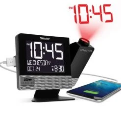 Projection with Usb Charge Table Clock Black - Sharp