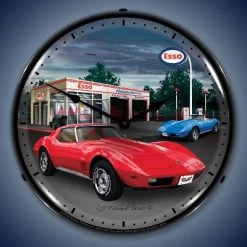 Collectable Sign & Clock | 1974 Corvette LED Wall Clock Retro/Vintage, Lighted