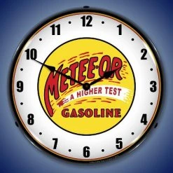 Collectable Sign & Clock | Meteeor Gasoline LED Wall Clock Retro/Vintage, Lighted
