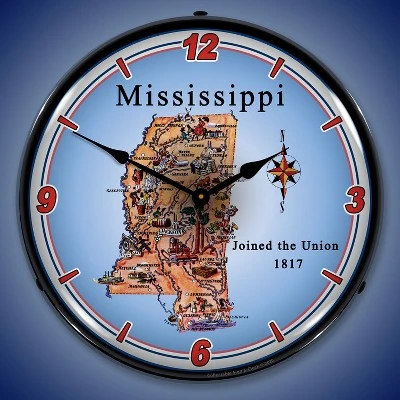 Collectable Sign & Clock | State of Mississippi LED Wall Clock Retro/Vintage, Lighted 3 Collectable Sign & Clock | State of Mississippi LED Wall Clock Retro/Vintage, Lighted