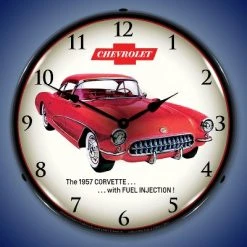 Collectable Sign & Clock | 1957 Corvette Fuel Injection LED Wall Clock Retro/Vintage, Lighted