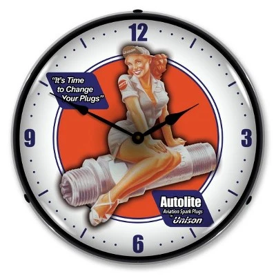 Collectable Sign & Clock | Autolite Avaition LED Wall Clock Retro/Vintage, Lighted - Great For Garage, Bar, Mancave, Gym, Office etc 14 Inches 3 Collectable Sign & Clock | Autolite Avaition LED Wall Clock Retro/Vintage, Lighted - Great For Garage, Bar, Mancave, Gym, Office etc 14 Inches