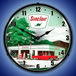 Collectable Sign & Clock | Sinclair Gas Station 2 LED Wall Clock Retro/Vintage, Lighted