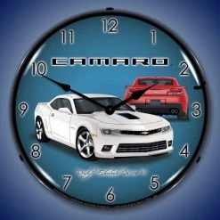 Collectable Sign & Clock | 2014 SS Camaro Summit White LED Wall Clock Retro/Vintage, Lighted