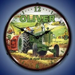 Collectable Sign & Clock | Oliver Tractor LED Wall Clock Retro/Vintage, Lighted