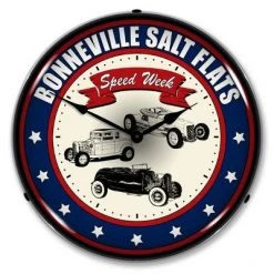 Collectable Sign & Clock | Bonneville Speed Week LED Wall Clock Retro/Vintage, Lighted - Great For Garage, Bar, Mancave, Gym, Office etc 14 Inches