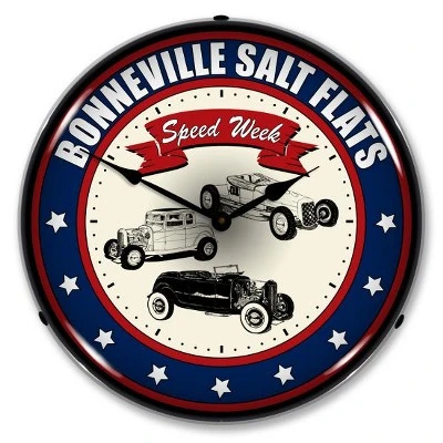 Collectable Sign & Clock | Bonneville Speed Week LED Wall Clock Retro/Vintage, Lighted - Great For Garage, Bar, Mancave, Gym, Office etc 14 Inches 3 Collectable Sign & Clock | Bonneville Speed Week LED Wall Clock Retro/Vintage, Lighted - Great For Garage, Bar, Mancave, Gym, Office etc 14 Inches