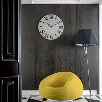 Quickway Imports Roman Numeral Style Modern Home Decor Wall Clock Unique Handle Design For Living Room, Kitchen, or Dining Room Wooden White 3 Quickway Imports Roman Numeral Style Modern Home Decor Wall Clock Unique Handle Design For Living Room, Kitchen, or Dining Room Wooden White