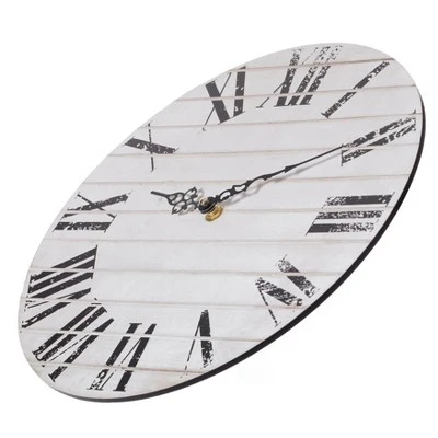 Quickway Imports Roman Numeral Style Modern Home Decor Wall Clock Unique Handle Design For Living Room, Kitchen, or Dining Room Wooden White 4 Quickway Imports Roman Numeral Style Modern Home Decor Wall Clock Unique Handle Design For Living Room, Kitchen, or Dining Room Wooden White - Image 2